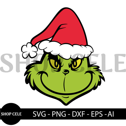 Grinch Face SVG, PNG – Christmas Digital Download